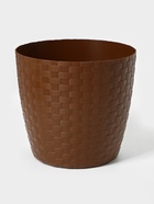 УЦЕНКА Горшок для цветов без поддона 2 л «Ротанг», темно-коричневая - Фото 1