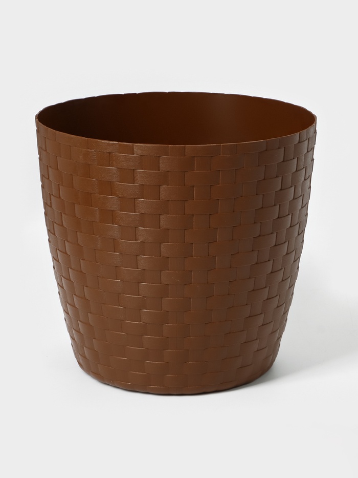 УЦЕНКА Горшок для цветов без поддона 2 л «Ротанг», темно-коричневая - Фото 1