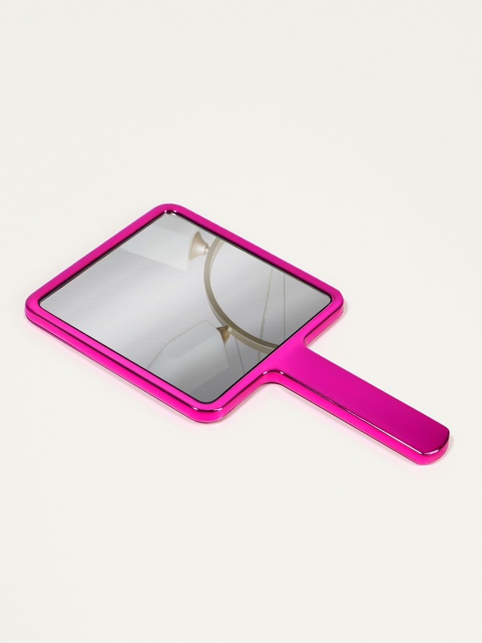 Зеркало с ручкой, 16×9 см, розовое - Фото 1