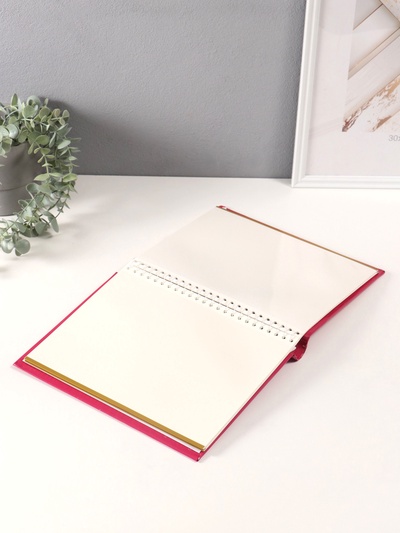 Фотоальбом магнитный 20 листов "Начни своё утро с улыбки!" фуксия тиснение золото 29х24х2 см   10665