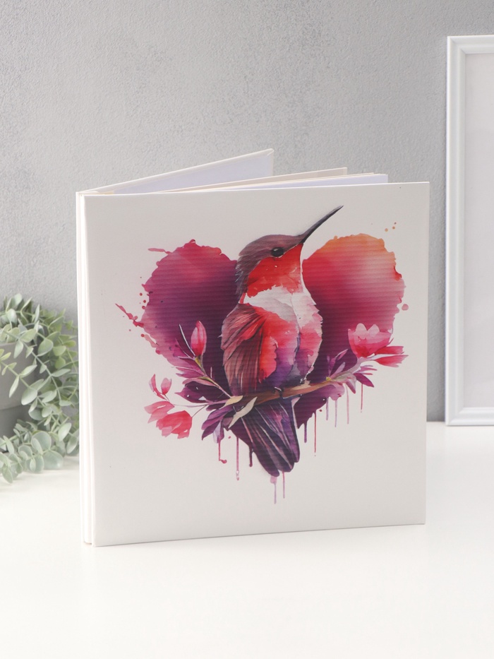 Фотоальбом магнитный на 20 листов «Птица и сердце», кожзам, в коробке, 2.6×32×33.5 см - Фото 1