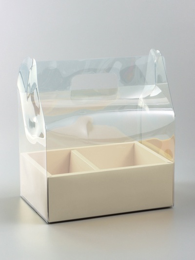 Коробка с PVC для цветов и десертов 26×18×30 см, желтый