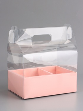 Коробка с PVC для цветов и десертов 26×18×30 см, розовый