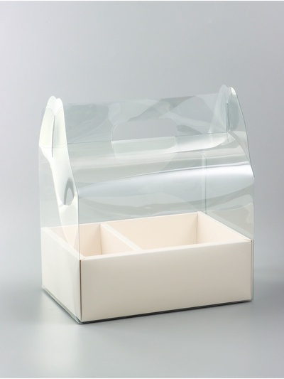 Коробка с PVC для цветов и десертов 26×18×30 см, белый