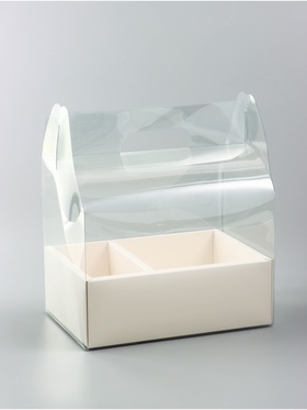 Коробка с PVC для цветов и десертов 26×18×30 см, белый