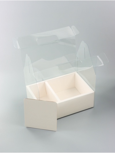 Коробка с PVC для цветов и десертов 26×18×30 см, белый