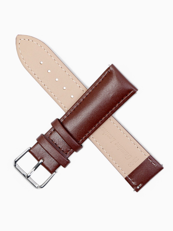 Ремешок для часов, 22 мм, натуральная кожа, L-20 см, быстросъемные шпильки, коричневый