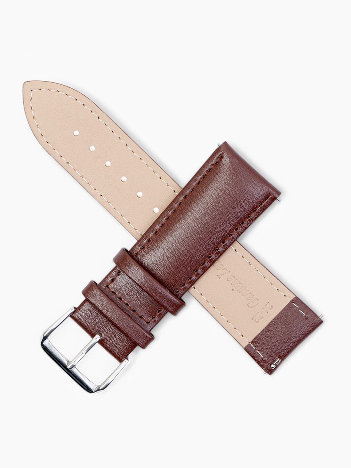 Ремешок для часов, 24 мм, натуральная кожа, L-20 см, быстросъемные шпильки, коричневый