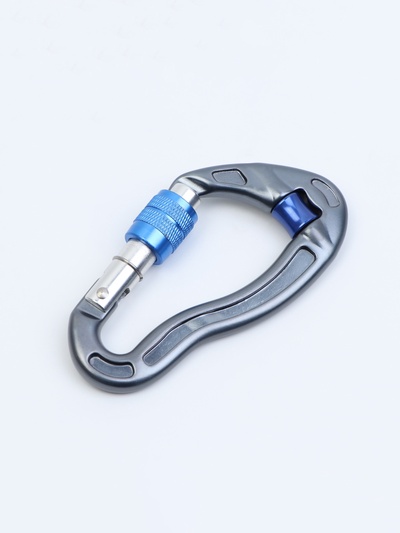 Карабин для альпинизма с роликом, с муфтой, серо-голубой, 10.8 см, 25 KN