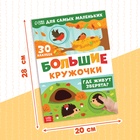 Книга с наклейками "Большие кружочки. Где живут зверята?", 30 наклеек 10821115 - фото 2830238