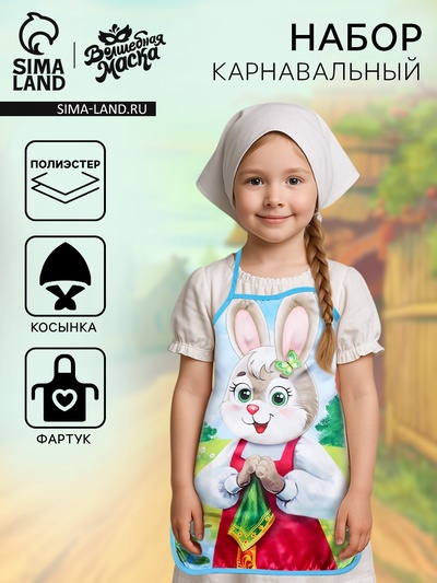 Карнавальный набор «Добрая зайка», фартук и косынка