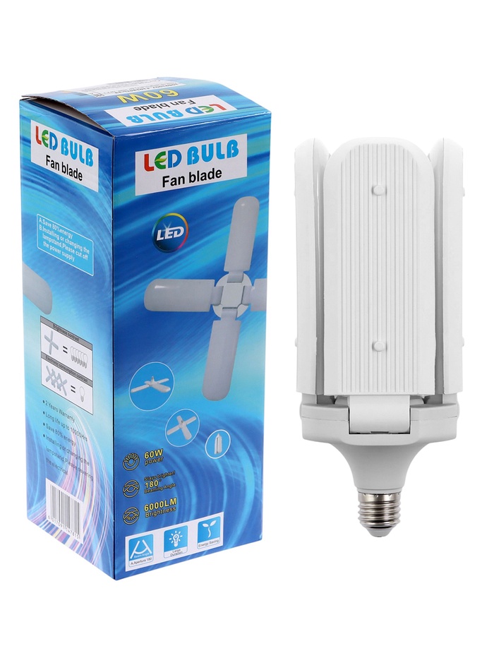 Лампа светодиодная, 40 Вт, E27, 6500K, 220 В, 4 лепестка, белый - Фото 1