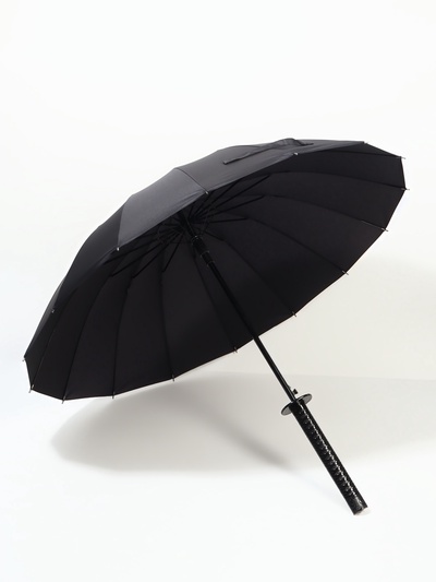 Зонт - трость полуавтоматический «Катана», эпонж, 16 спиц, R=51/60 см, D = 102 см, чёрный