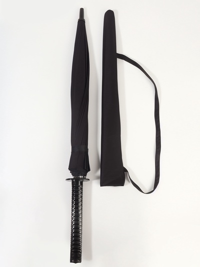 Зонт - трость полуавтоматический «Катана», эпонж, 16 спиц, R=51/60 см, D = 102 см, чёрный