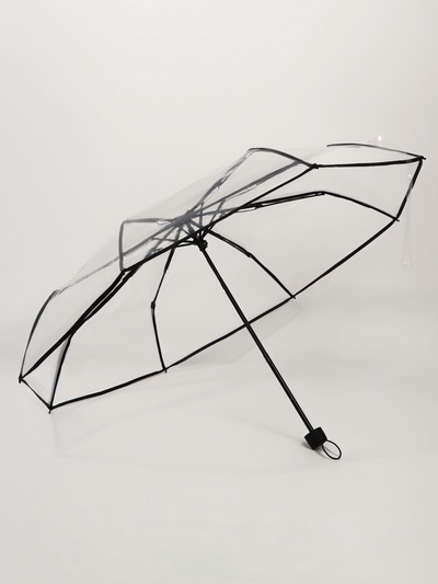 Зонт механический «Однотонный», 3 сложения, 8 спиц, R=48/53 см, D = 96 см, прозрачный, чёрный