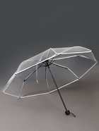 Зонт механический «Однотонный», 3 сложения, 8 спиц, R=48/53 см, d=96 см, прозрачный, белый - Фото 3