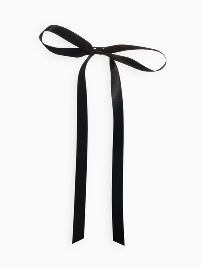 Брошь «Бантик», чёрная в серебре