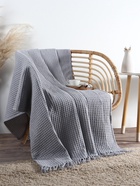 Плед вафельный «Этель» 150×240 см, светло-серый, хлопок 100%, 350 г - Фото 4