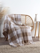 Плед вафельный «Этель. Клетка», 150×240 см, хлопок 100%, бежевый - Фото 4