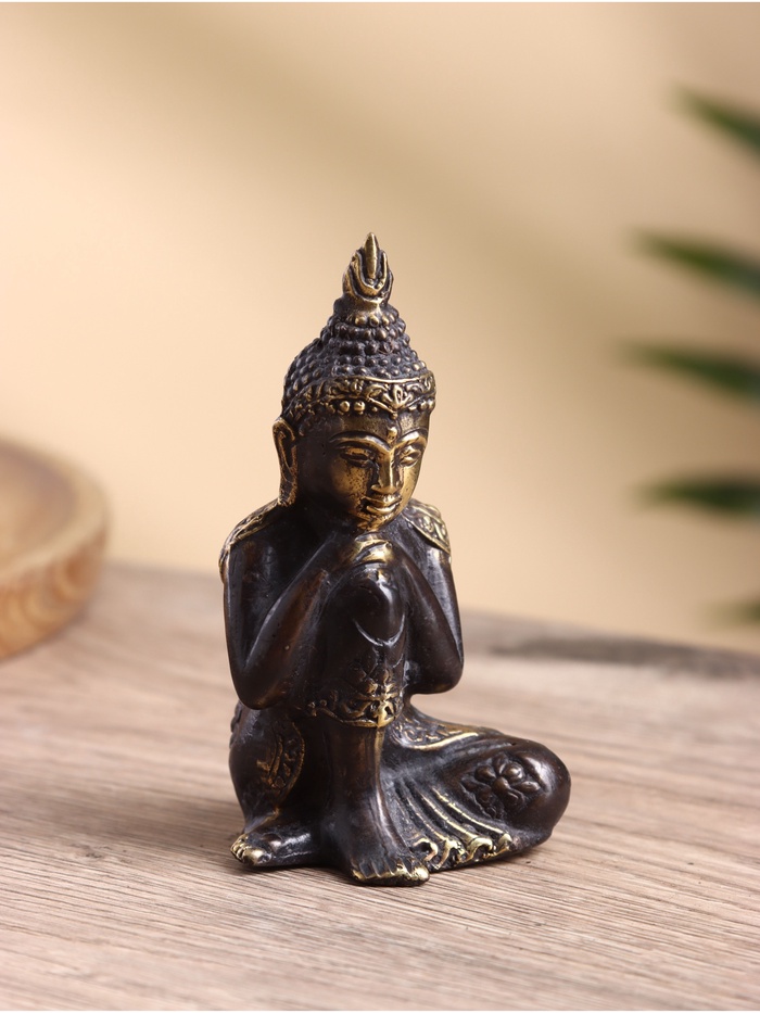 Сувенир «Будда», 6×6×10 см, бронза - Фото 1