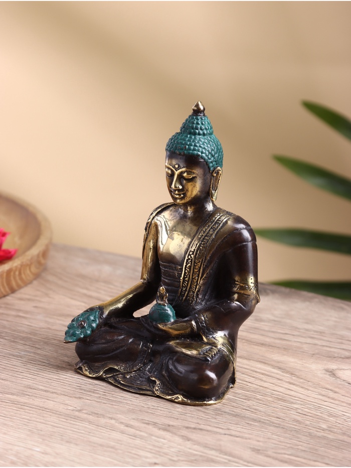 Сувенир «Будда», 10×9×17 см, бронза - Фото 1