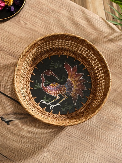 Корзинка плетеная ротанг "Павлин", 23х23х7 см, МИКС