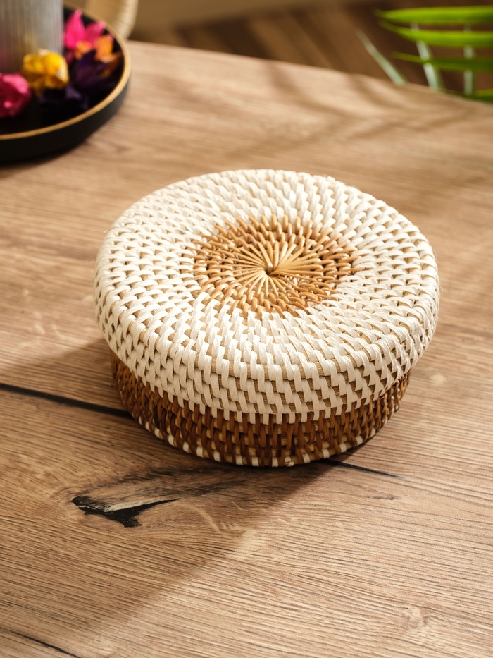 Корзинка плетёная из ротанга, 14×14×5.5 см - Фото 1