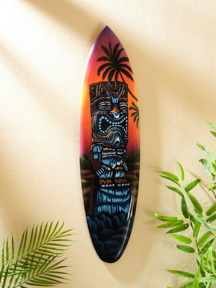 Панно «Доска для сёрфа Тотем», дерево, 80×21 см - Фото 1