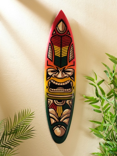 Панно «Доска для сёрфа Тотем», дерево, 100×24 см