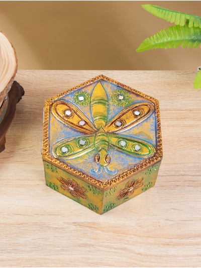 Шкатулка резная МДФ "Стрекоза", 15х19х7,5 см