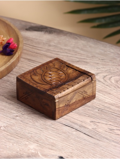 Шкатулка резная «Черепаха», 10×10×5 см, дерево соно