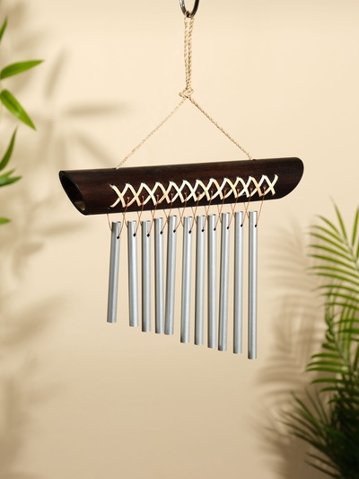 Музыка ветра "Тропики"  бамбук, алюминий, 25х3,5х30 см, цв. черный