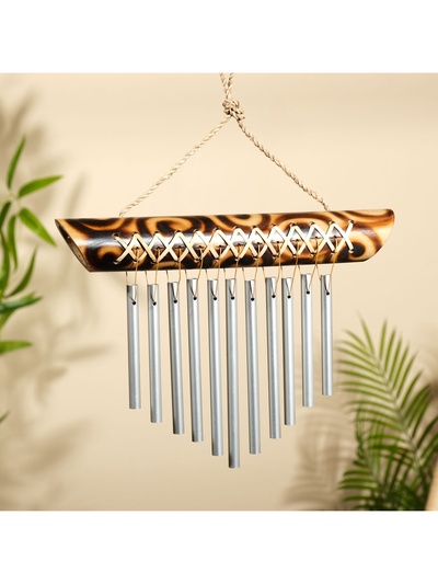 Музыка ветра "Тропики" бамбук, алюминий, 25х3,5х30 см, цв. коричневый