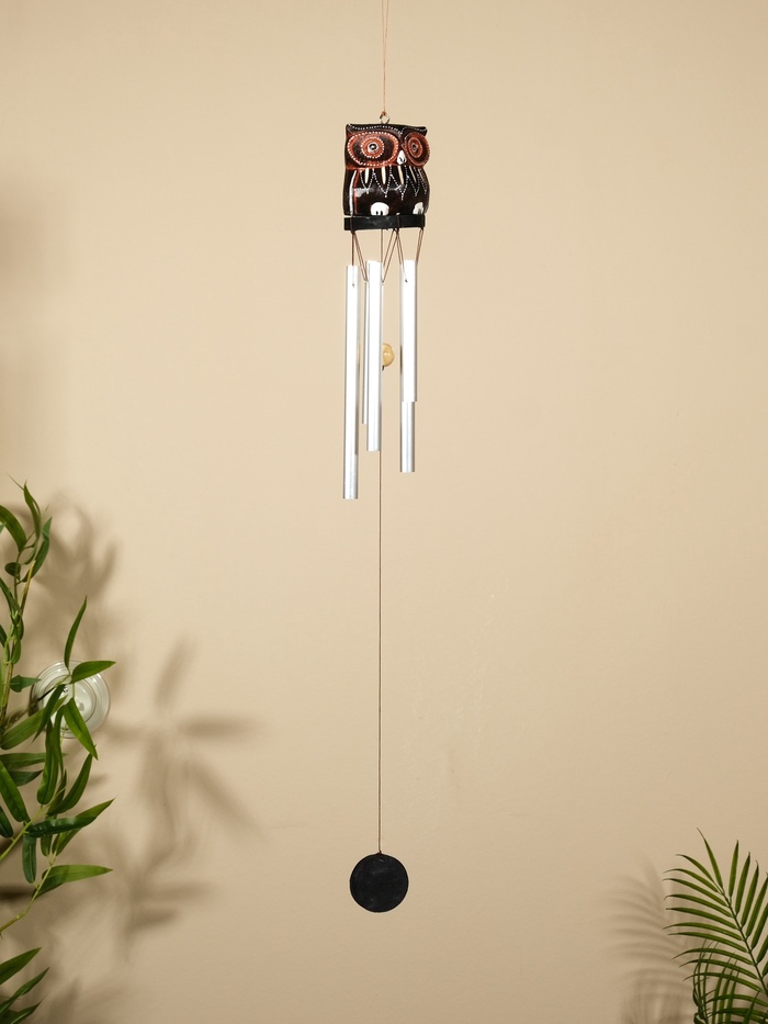 Музыка ветра «Совёнок», 7×6×60 см, дерево, алюминий, чёрный
