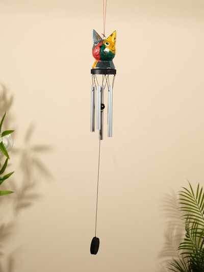 Музыка ветра "Кот" дерево, алюминий 8х8х80 см, МИКС