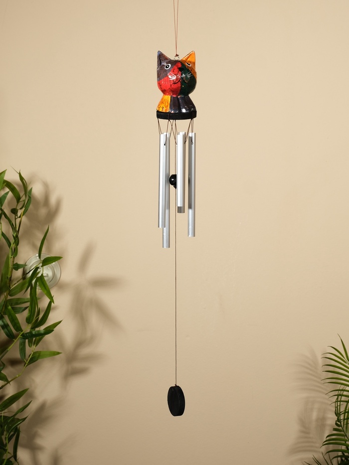 Музыка ветра «Кот», 9×8×100 см, дерево, алюминий