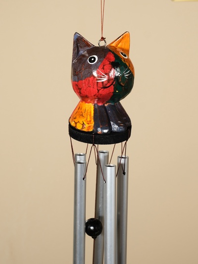 Музыка ветра «Кот», 9×8×100 см, дерево, алюминий