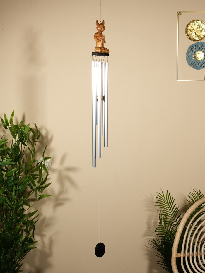 Музыка ветра «Кошка», 7×7×70 см, дерево, алюминий