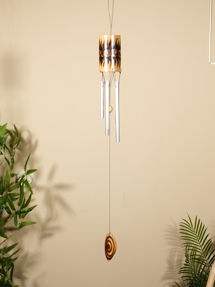 Музыка ветра «Цилиндр», 8×8×85 см, бамбук, дерево, алюминий