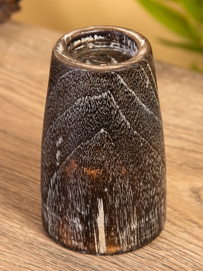 Подсвечник, d=4 см, 9×9×12 см, дерево джати, тёмно-коричневый