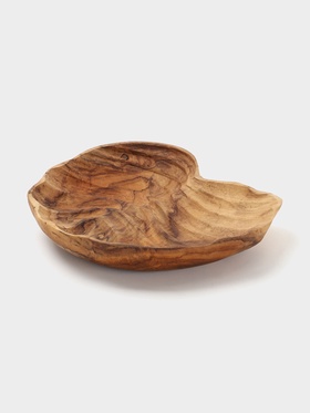 Тарелка «Ракушка», 25×22×5 см, дерево джати, коричневая