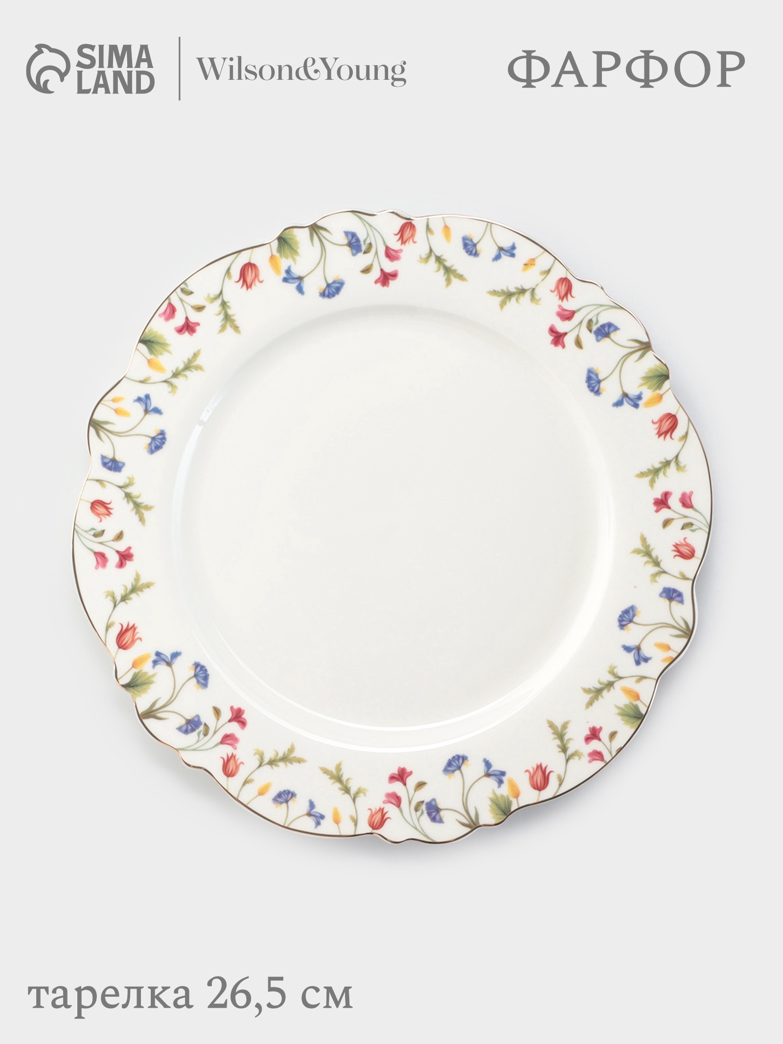 Тарелка WY Flowers song, d=26.5 см, фарфор, белая Тарелка WY Flowers song, d=26.5 см, фарфор, белая