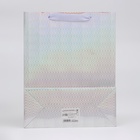 Пакет подарочный голография с окном «Сердце», «Серебряный», M 32×25.5×11 см набор 1 шт. - Фото 3