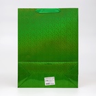 Пакет подарочный голография с окном «Сердце», «Зеленый», L 40×30×13 см набор 1 шт. - Фото 3
