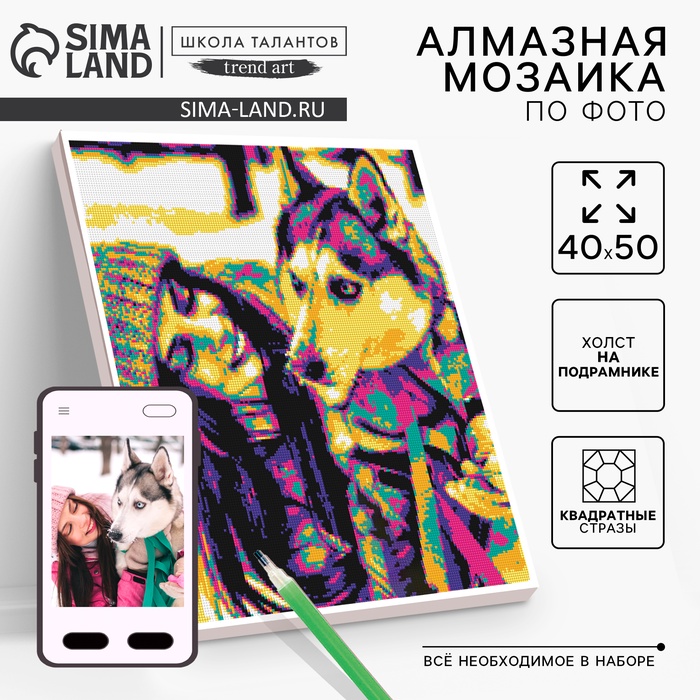 Алмазная мозаика по фото с полным заполнением «Pop Art», на холсте с подрамником, 40×50 см - Фото 1