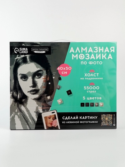 Алмазная мозаика по фото с полным заполнением «Gray», на холсте с подрамником, 40 × 50 см