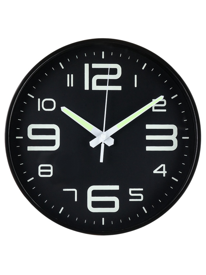 Часы настенные интерьерные «Классика», плавный ход, светящиеся, d=25 см