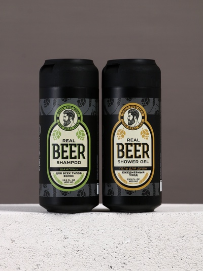 Подарочный набор косметики Real Beer, гель для душа и шампунь для волос HARD LINE, 2×400