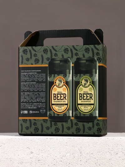 Подарочный набор косметики Real Beer, гель для душа и шампунь для волос HARD LINE, 2×400