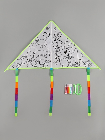 Воздушный змей - раскраска Funny toys «Кролик и друзья», 80 см, 6 фломастеров